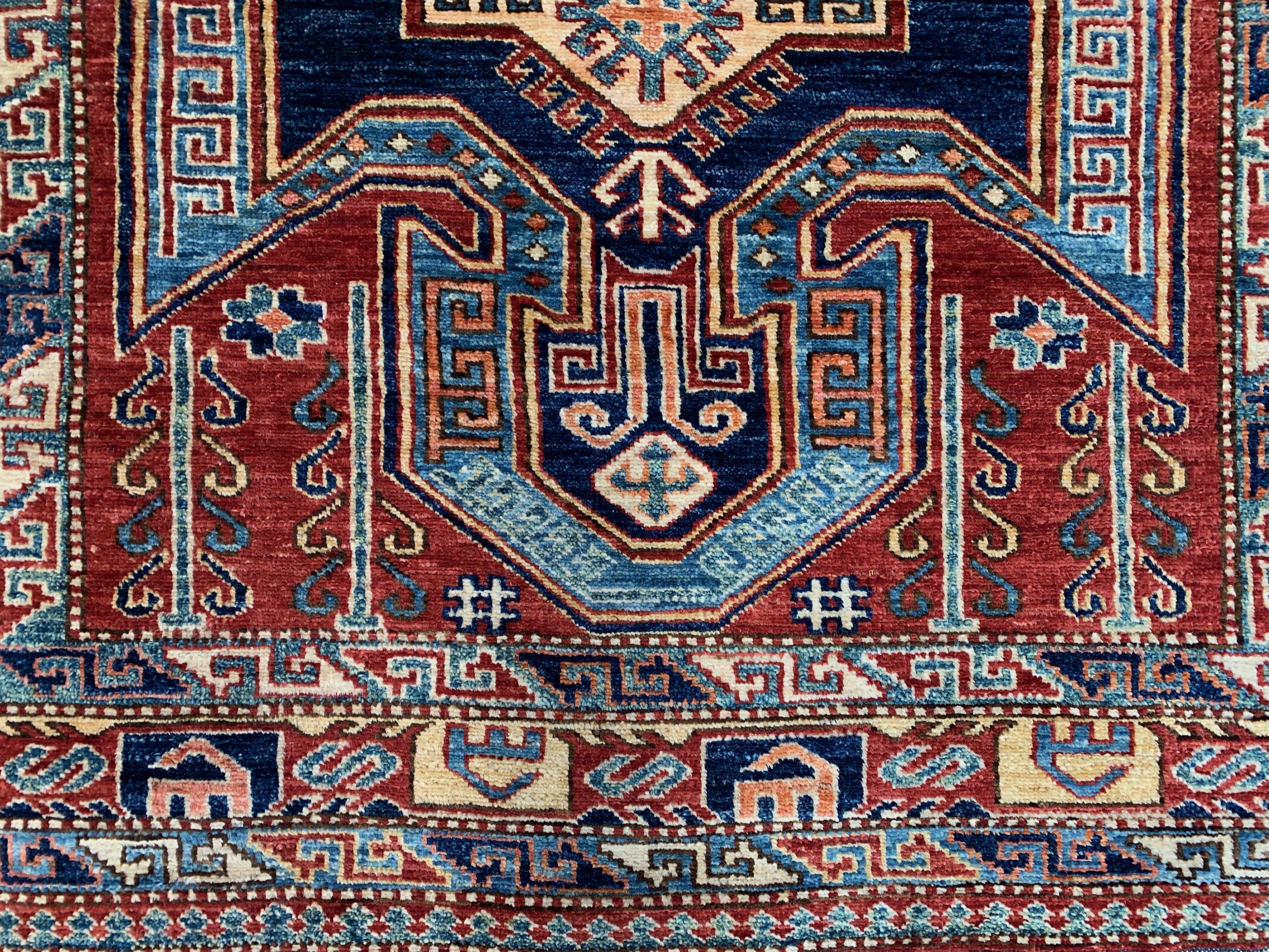 Afghan wool sevan kazak rug 185x143 cm chobi