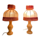 Pair of vintage bedside lamps with pink fringes
