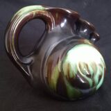 Vase with 3 flowers in the shape of a ceramic snail from Thulin (Belgium)