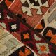 Light Green & Orange Tribal Turkish Kilim Rug, 141x305Cm
