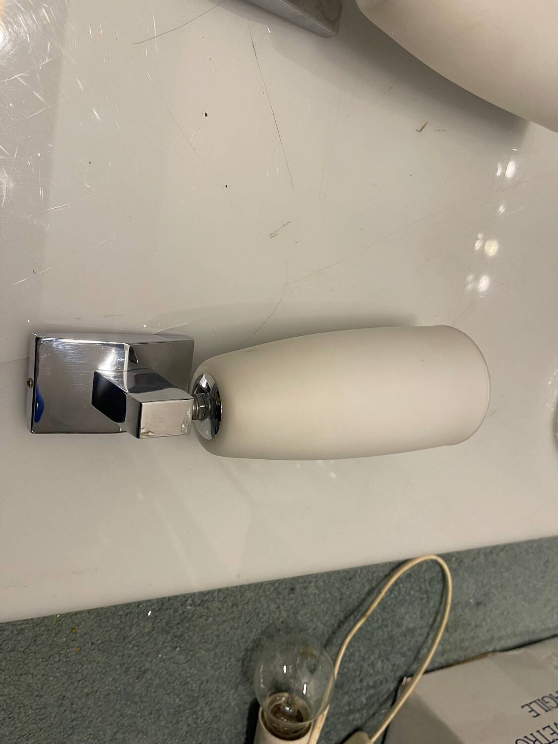 Opaline Glass Chrome Sconces 1960’s