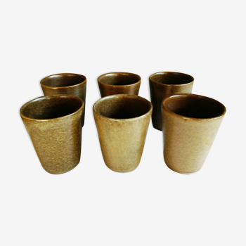 Set of 6 glasses in stoneware vintage Digoin