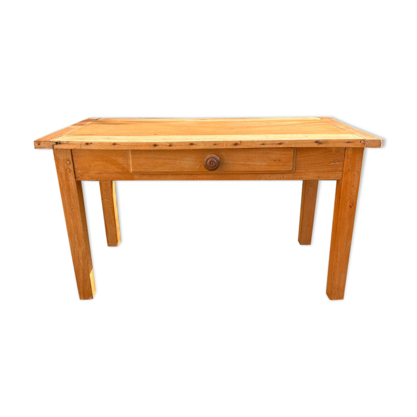 Old farmhouse coffee table in solid wood, 1 drawer