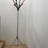 Wearing chrome parrot coat, black and multicolored balls