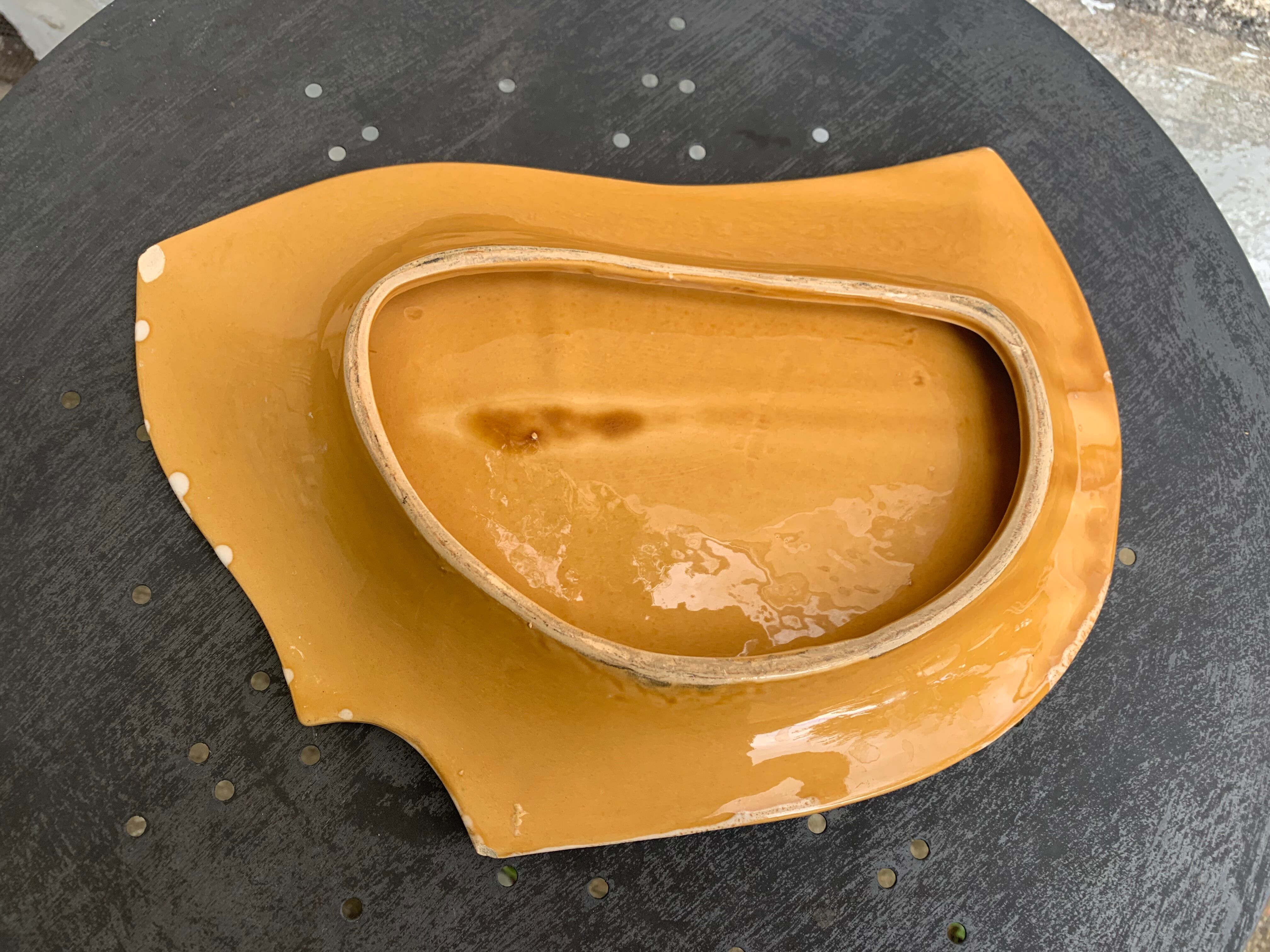 Flat, fruit cup design and vintage glazed ceramic