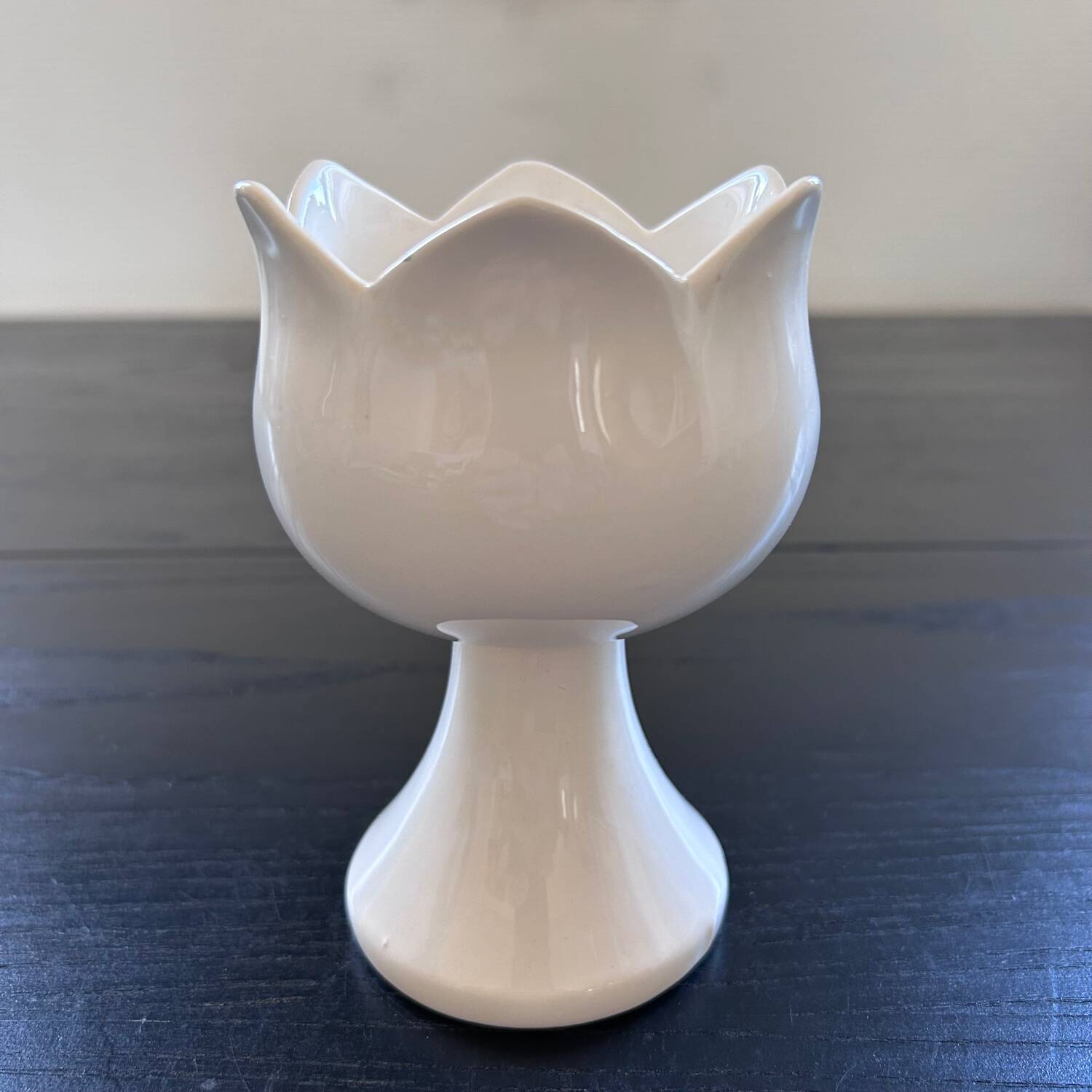 White tulip candle holder