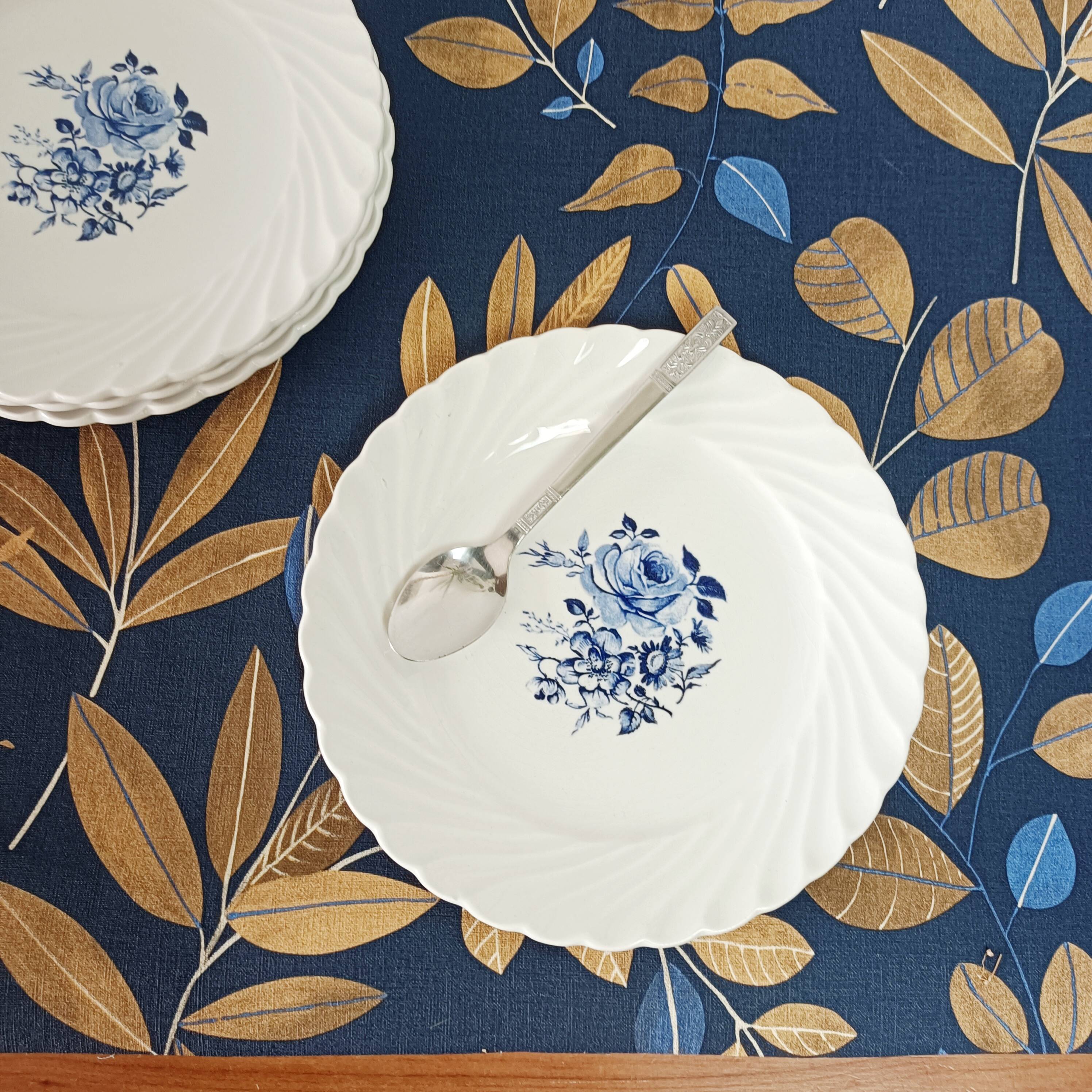 Lot de 4 assiettes à dessert lunéville tradition fleurs bleues