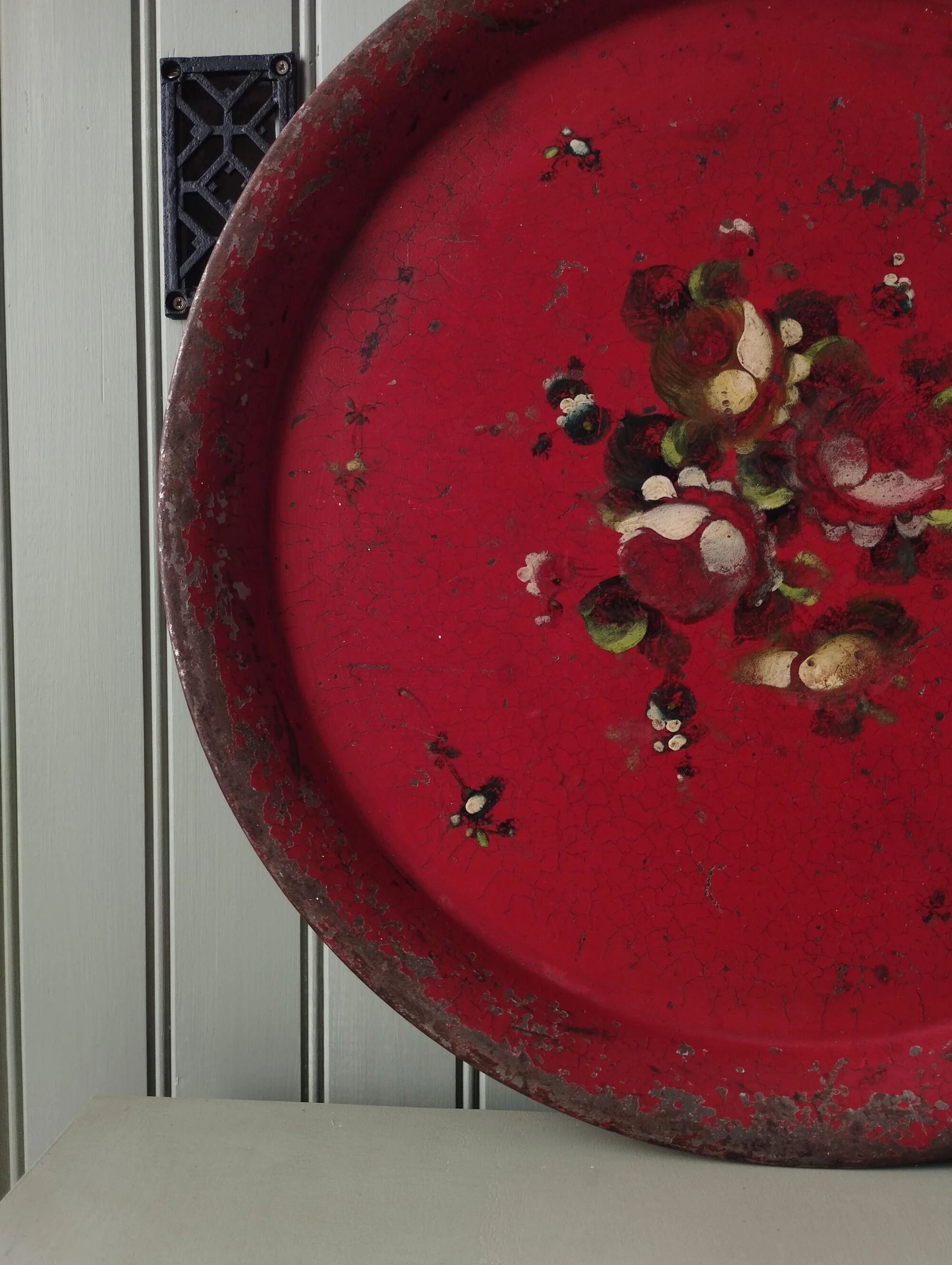 Very large Napoleon III painted tin tray