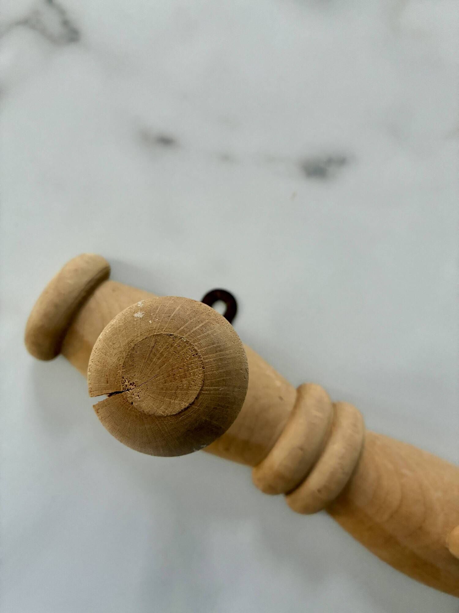 Vintage turned wooden coat rack or hook
