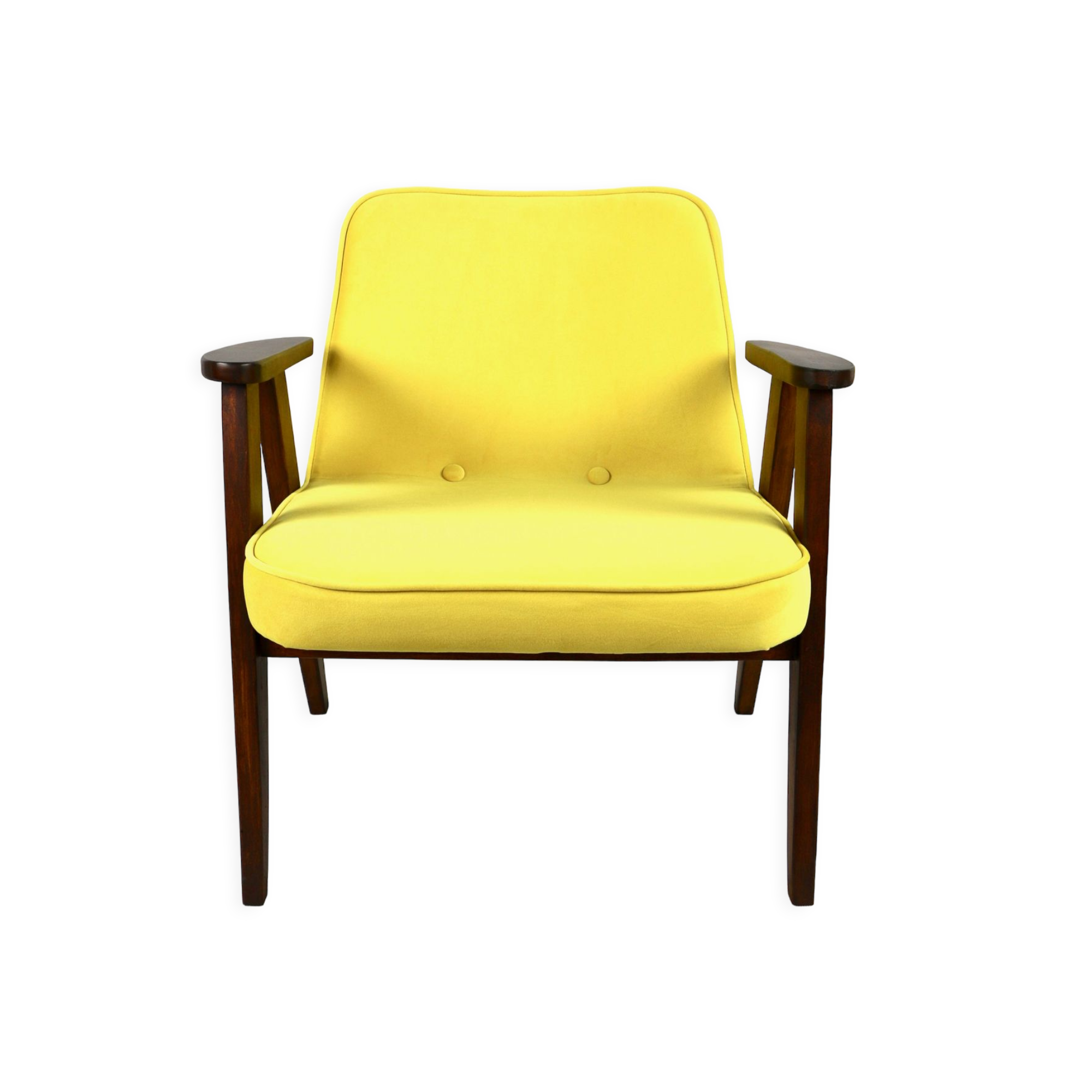 366 armchair in yellow velvet by Józef Chierowski, 1970s