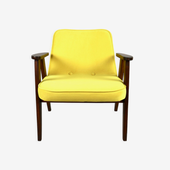 366 armchair in yellow velvet by Józef Chierowski, 1970s