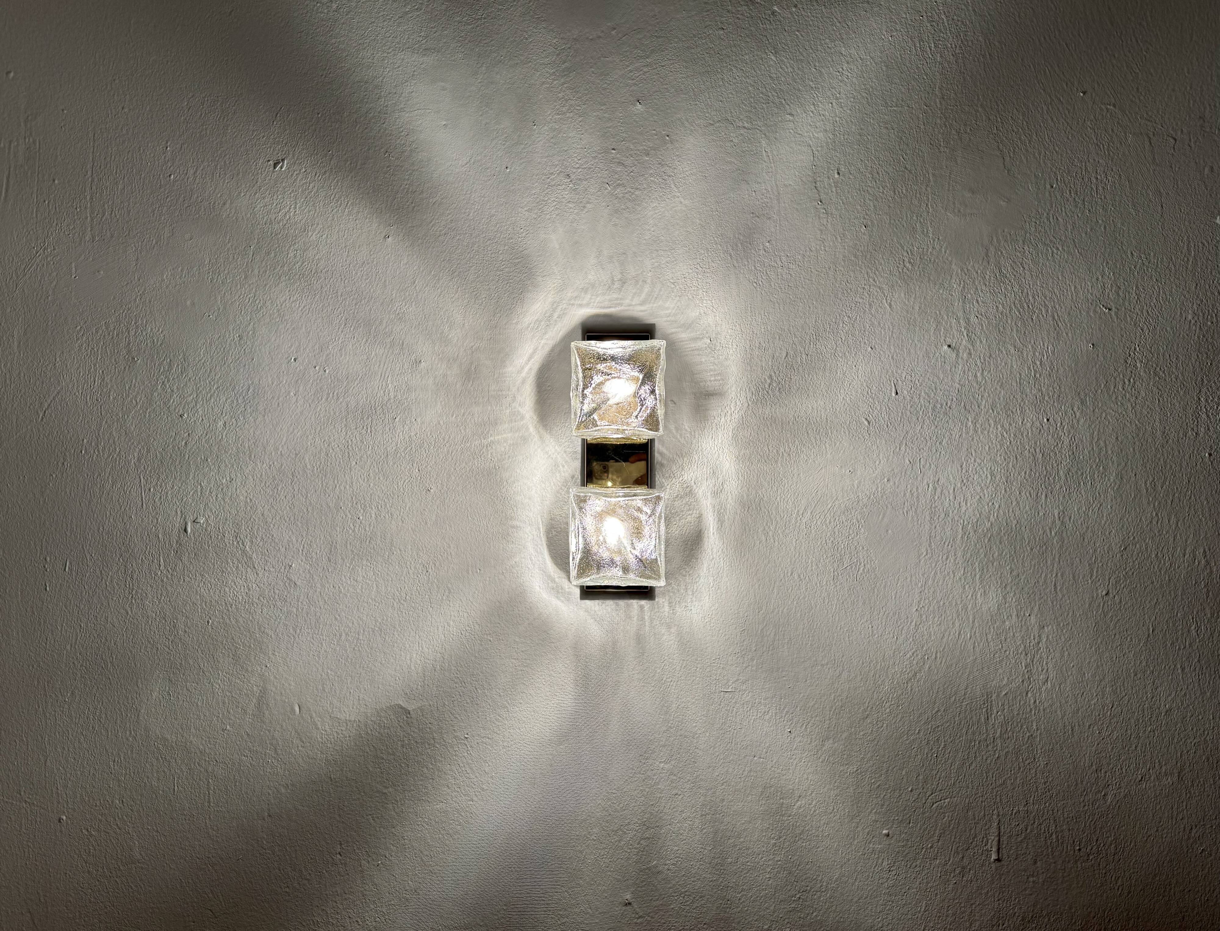 Set of 2 Ice Cube Wall Lamps or Flush Lights by J.T. Kalmar