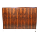 Large 5-door vintage wardrobe in rosewood with stylish adjustable legs in I