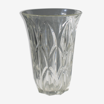 Vase en verre vintage motifs géométriques pétales