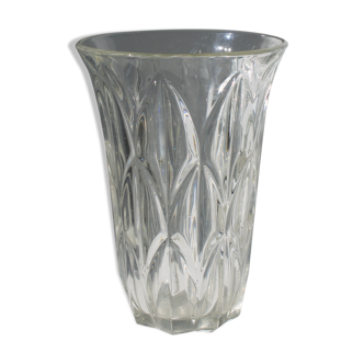 Vase en verre vintage motifs géométriques pétales