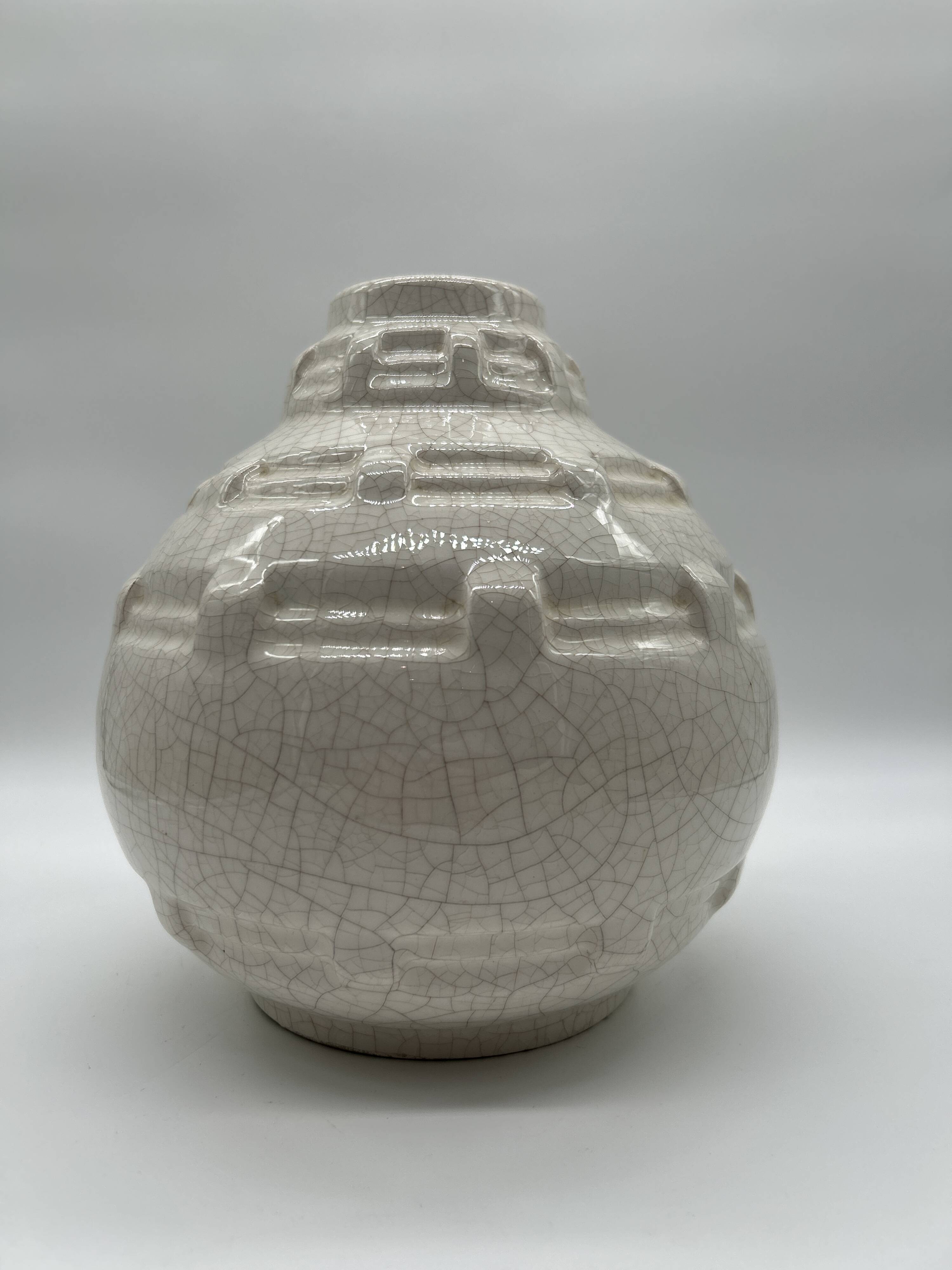 Art Deco round vase attributed to Louis Gueule.