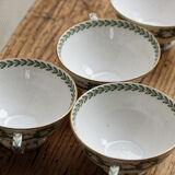 Set of cups and saucers, Sarreguemines porcelain, decoration "laurels"