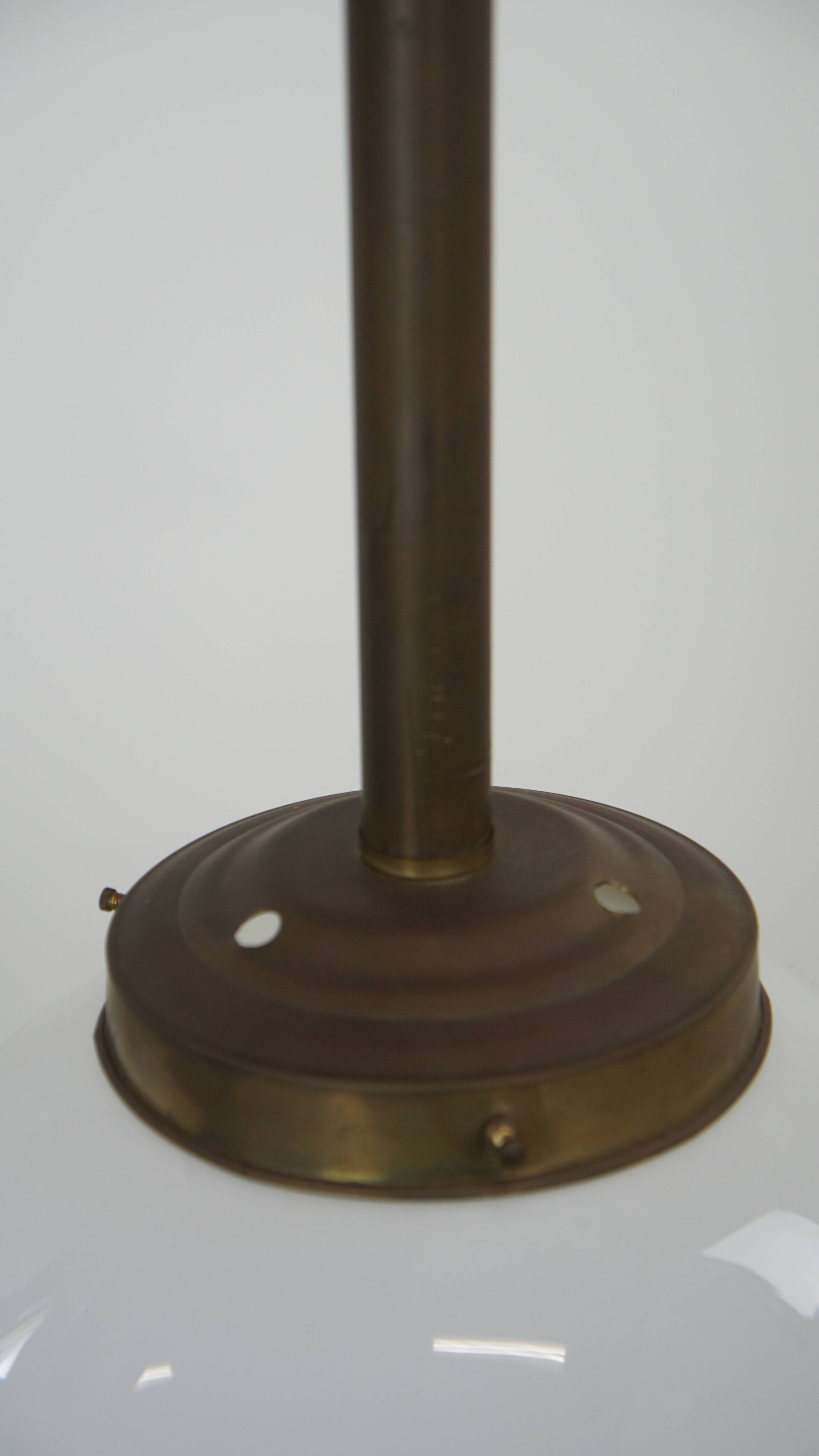 Charming vintage glass globe pendant lamp, milk glass in ArtDeco style