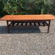 Table en palissandre Topform. Table basse vintage. Sangles en cuir