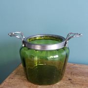 Napoleon III Art Nouveau glass and silver-plated biscuit jar