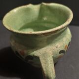 Glazed terracotta cream pot alsace Soufflenheim early twentieth century