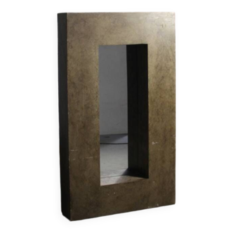 Brutalist fiberglass mirror 1970 bronze patina