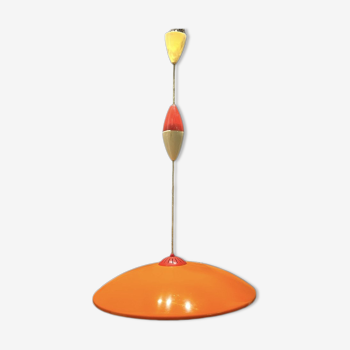 Mid-Century Italian Orange Plastic Light Pendant