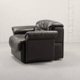 De Sede Black Smooth Leather Design Lounge Chair DS17. Swiss, 1970s