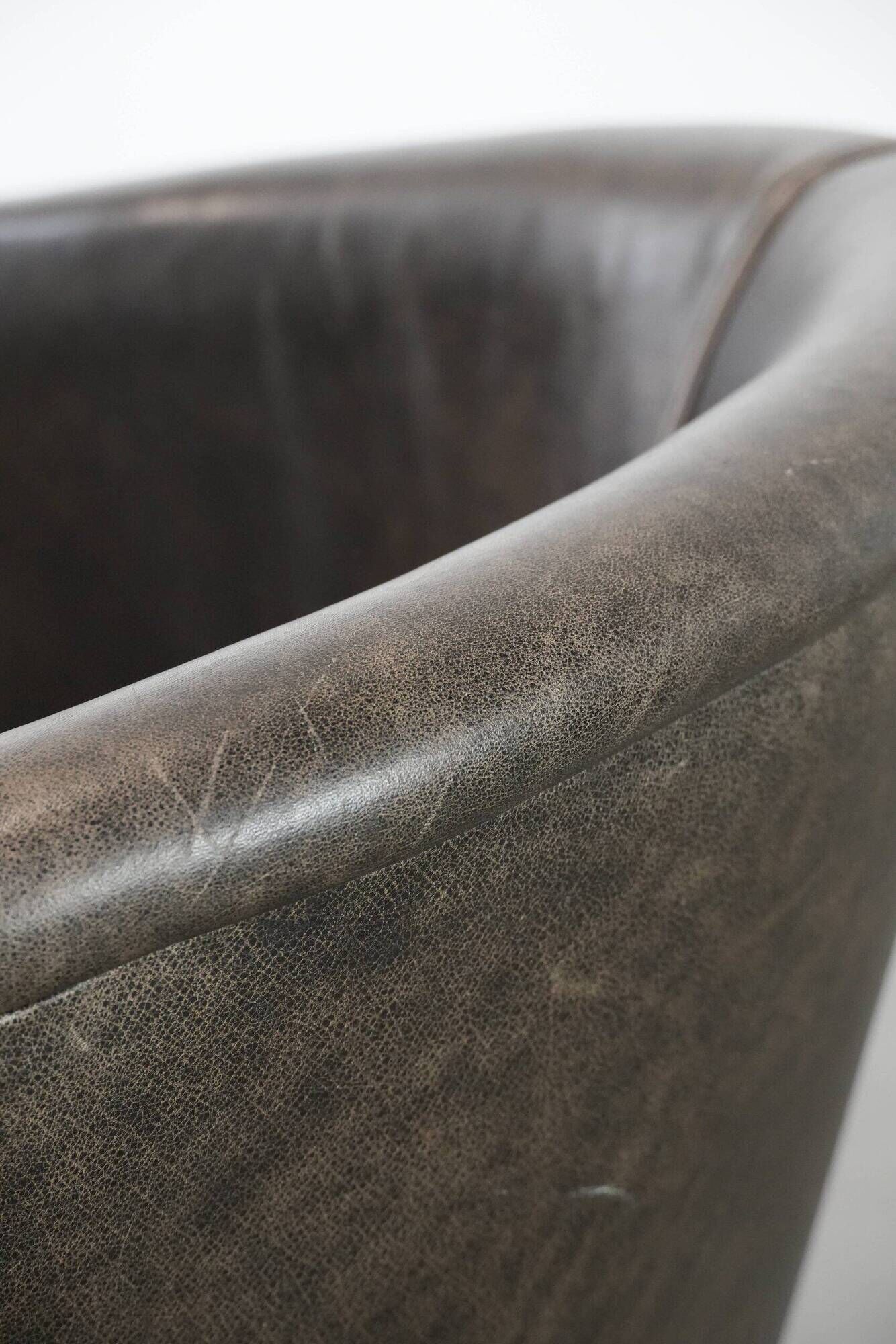 Amazing cow leather and wooden tub chair / side chair