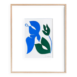 Bird and flower (blue and green) — peinture originale en édition limitée par Deleine