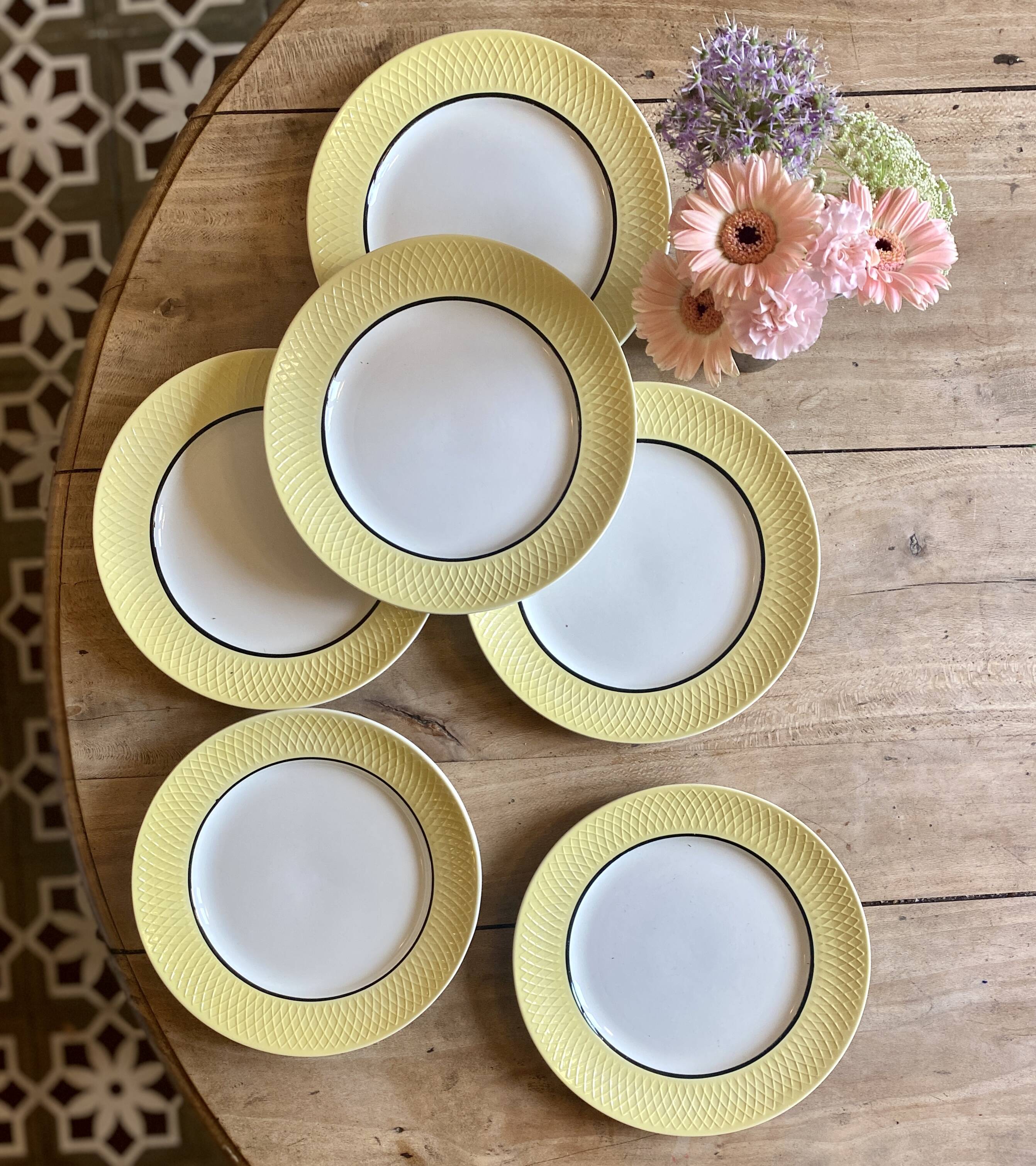 Set of 6 vintage flat plates Moulin des Loups