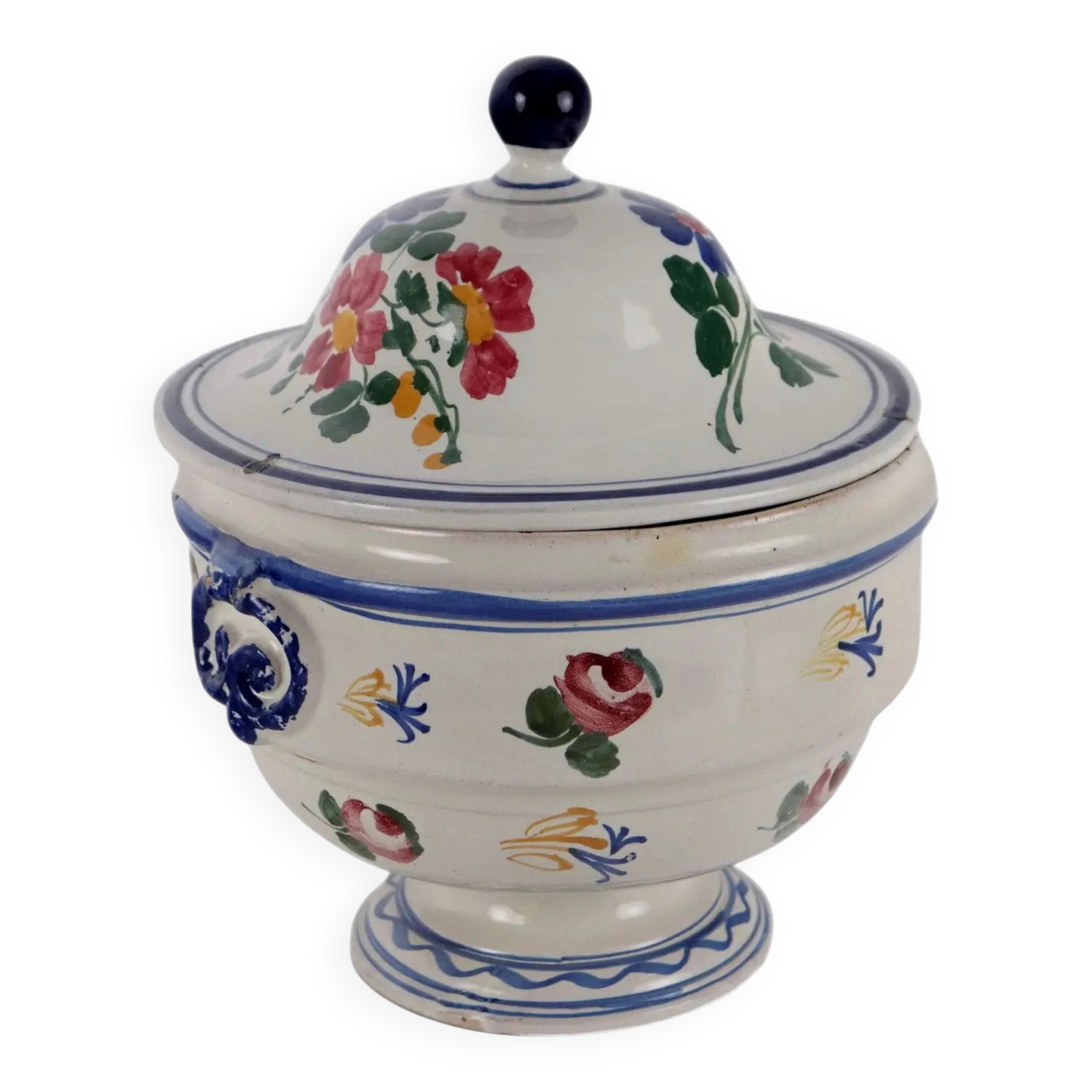 Antique ceramic soup tureen, Italy, 19th century.