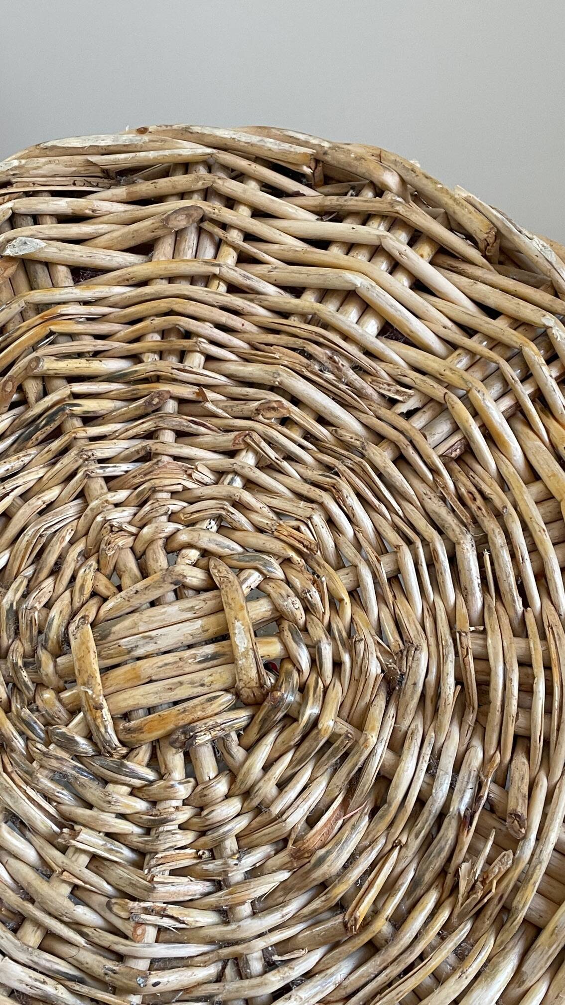 Large VINTAGE WICKER BASKET Wood