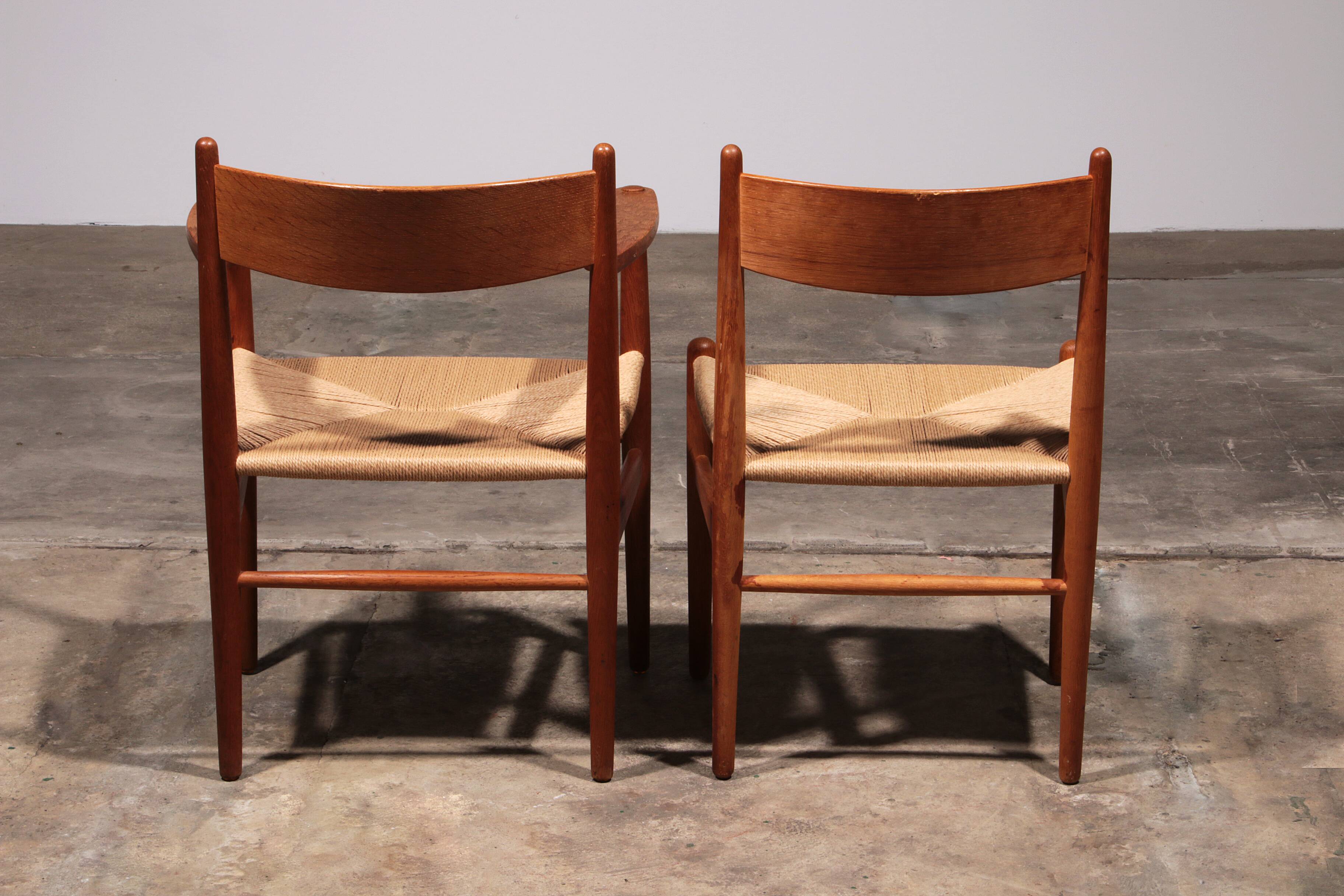 Dining Chairs by Hans Wegner for Carl Hansen & Søn,Denmark 2 CH37 and 2 CH36