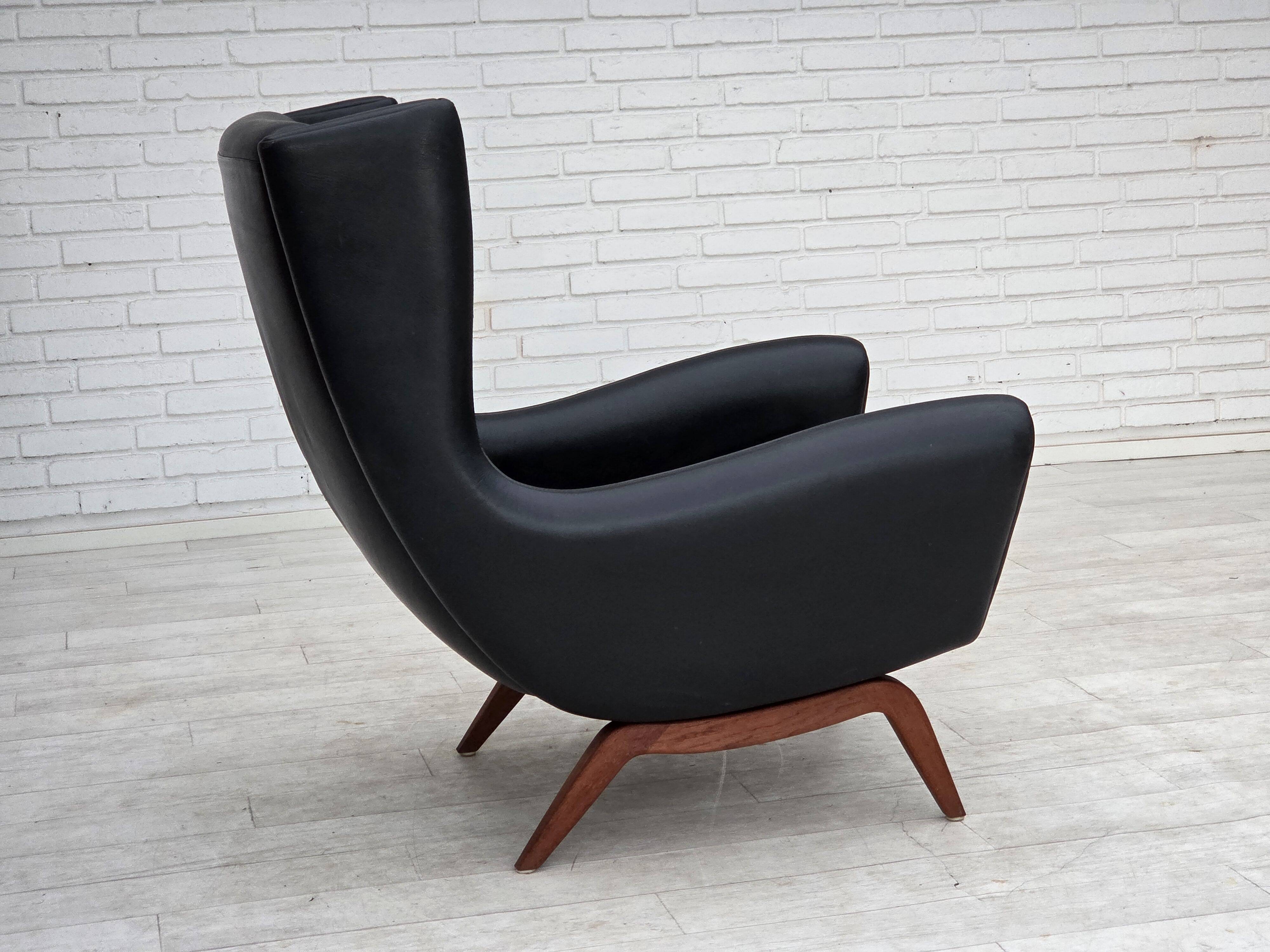 1960s, Danish design by Illum Wikkelsø, armchair, model 110, leather, teak.