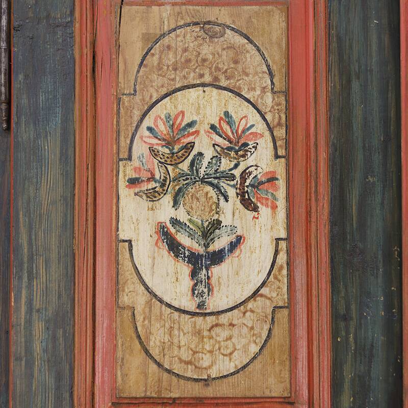 Painted Folk Art Bridal Cabinet