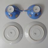Head to head service porcelain limoges blue and gold