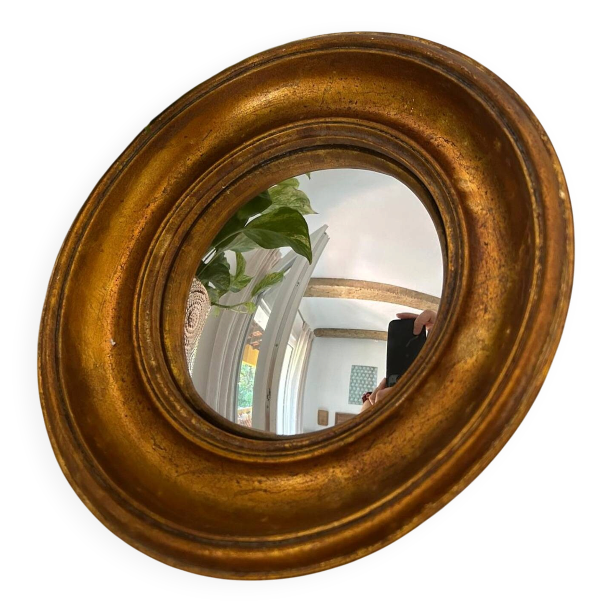 Miroir rond convexe doré miroir de sorcière