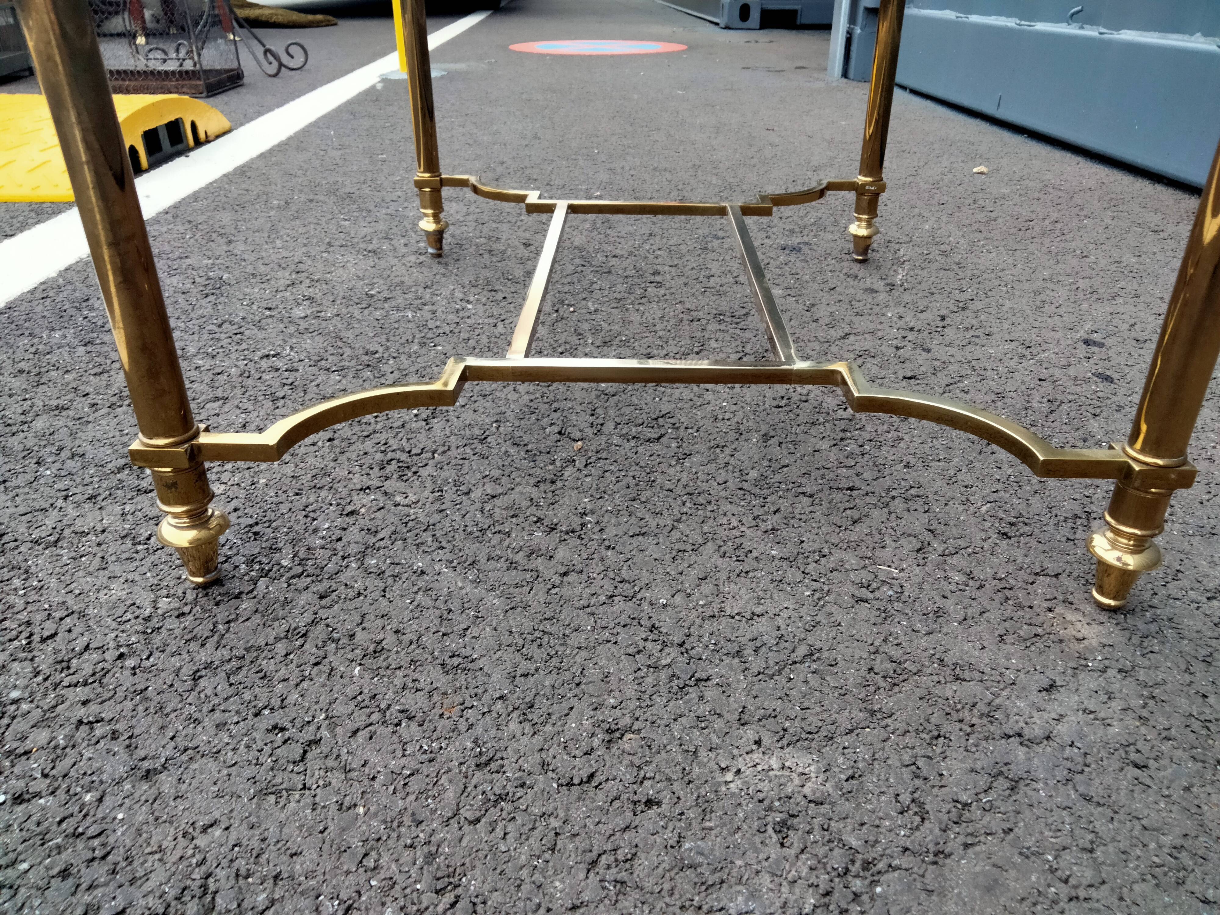 Old coffee table side metal gilded top glass style Louis XVl