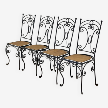 Set of 4 wrought iron garden chairs