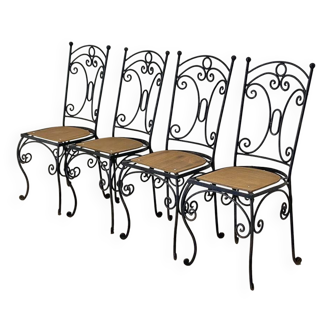 Set of 4 wrought iron garden chairs