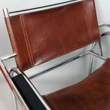 Pair of armchairs chromed metal and leather, 60 years