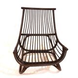 Manou rattan lounge chair in pagoda style with ottoman