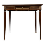 Parisian Louis XVI style desk in mahogany and gilded bronze