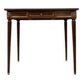 Parisian Louis XVI style desk in mahogany and gilded bronze