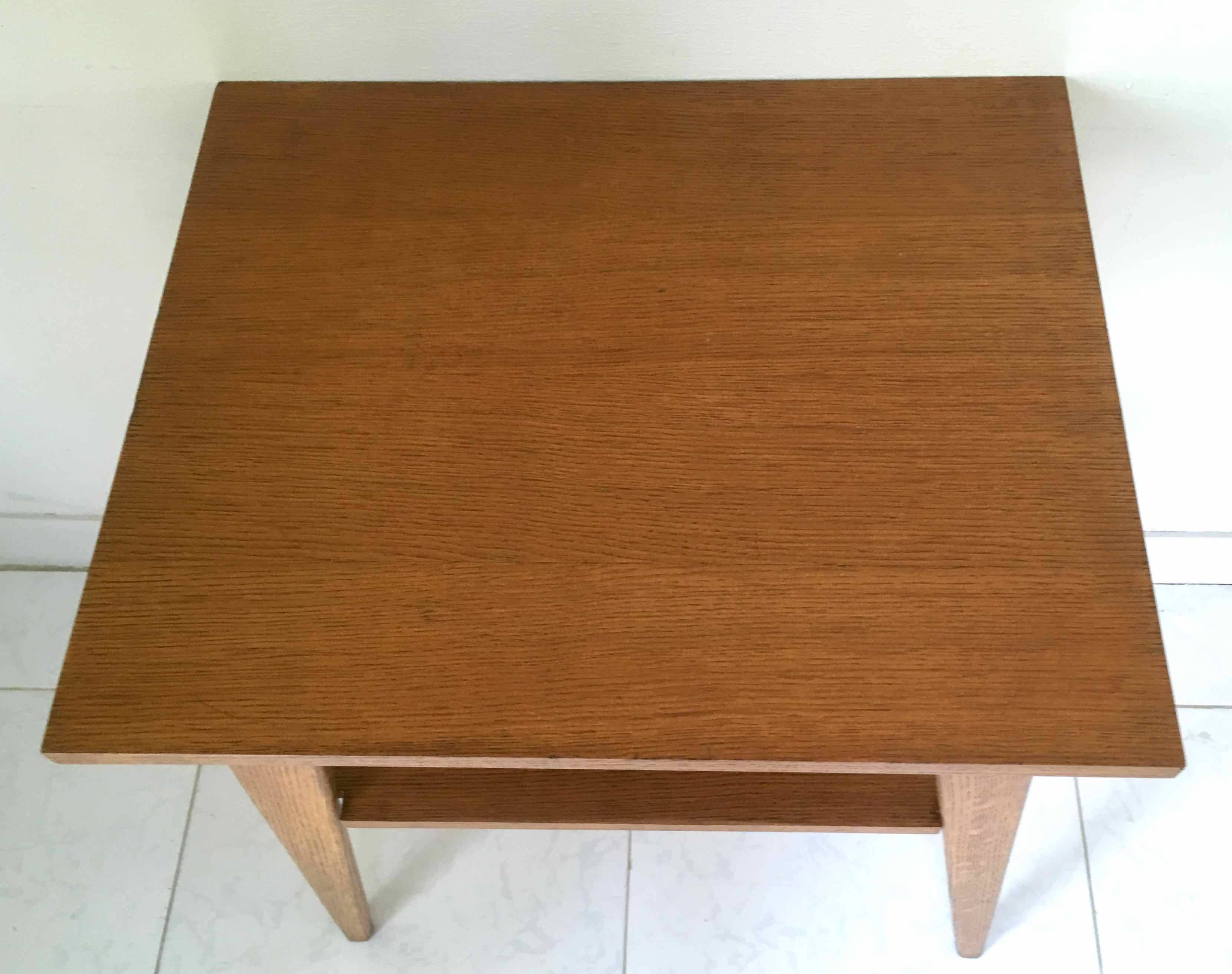 1950 compass foot pedestal table in light wood, side table, side table