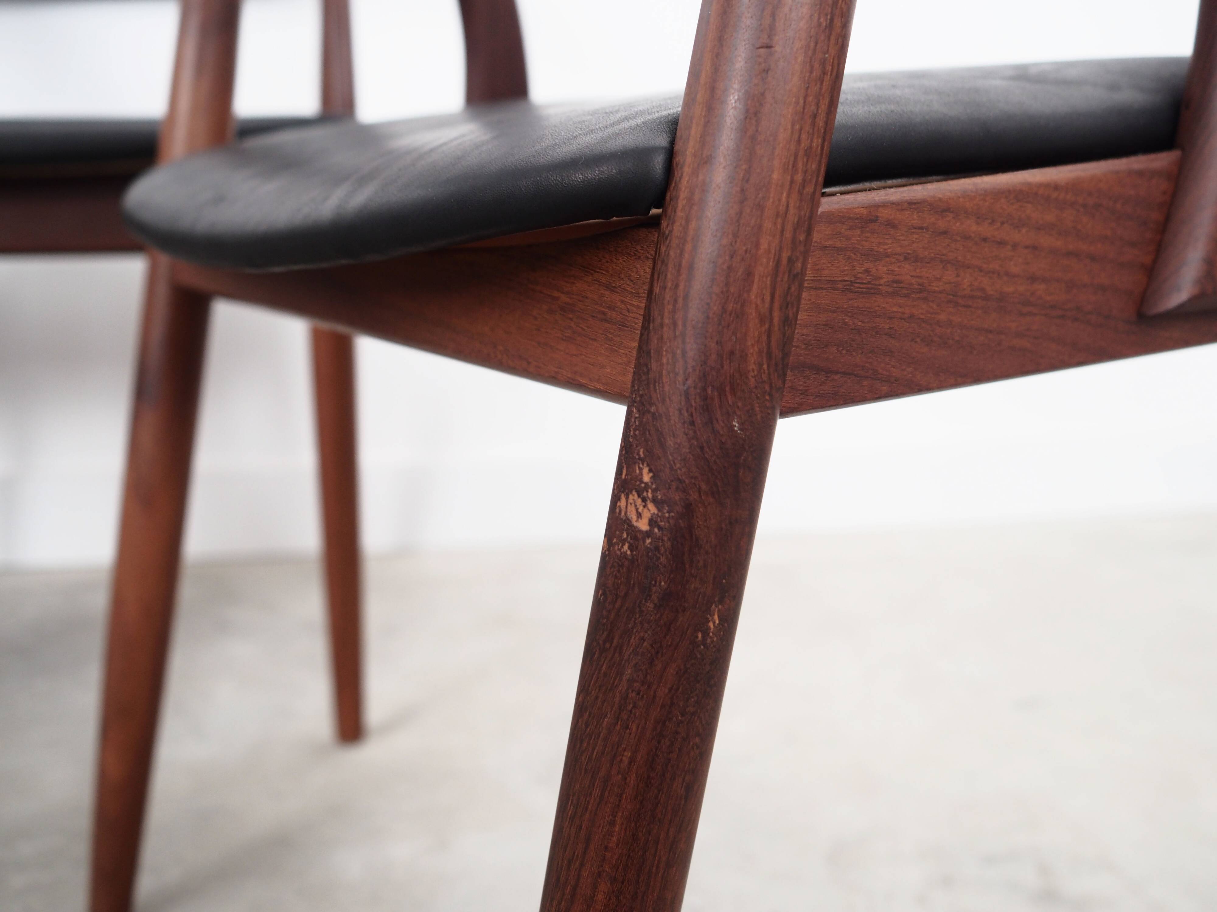 Ensemble de quatre chaises en teck, design danois, années 1970, fabricant : Orte Mobelfabrik
