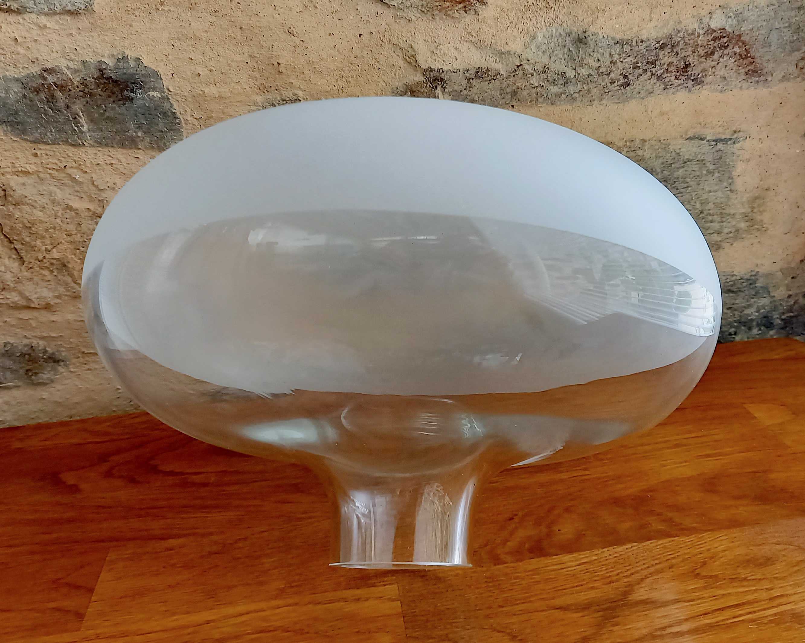 Glass flattened belly ball vase