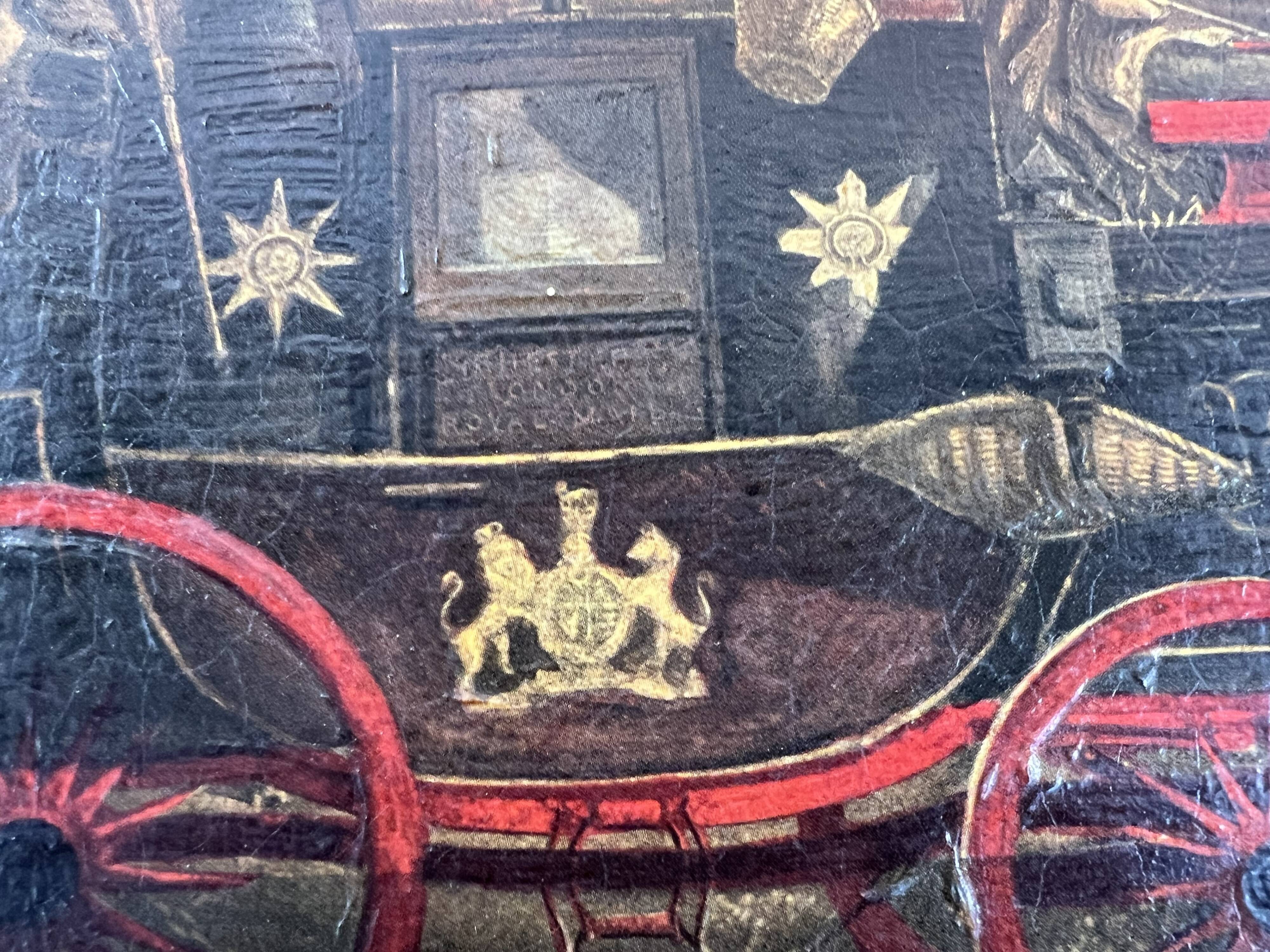 Oil painting picture of a post carriage with horses