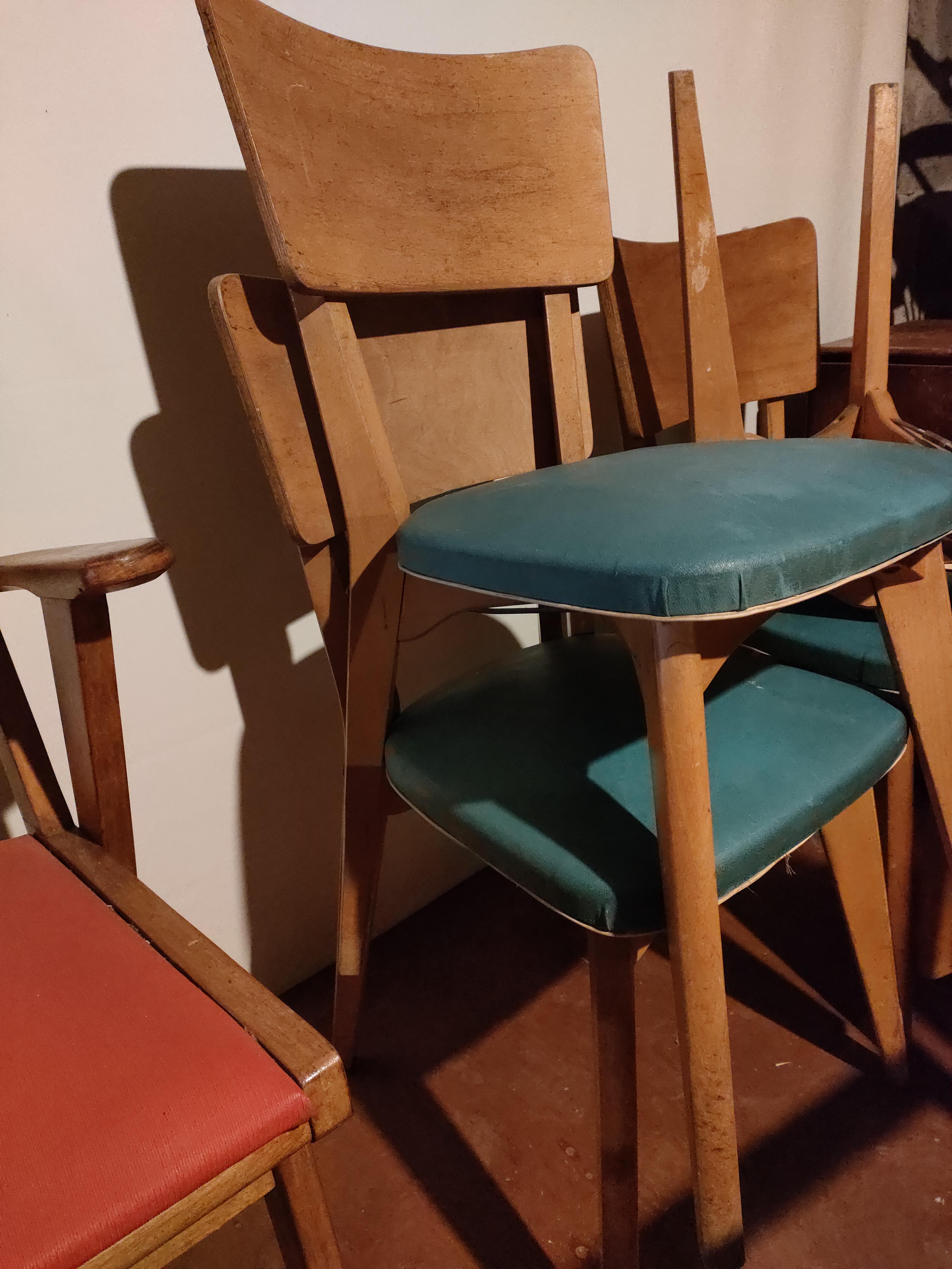 Set of 4 blue skai chairs